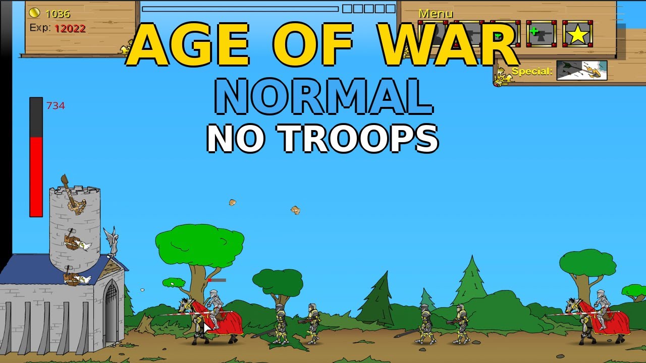 Age of War 🕹️ Normal Difficulty – No Troops Challenge (No Commentary)