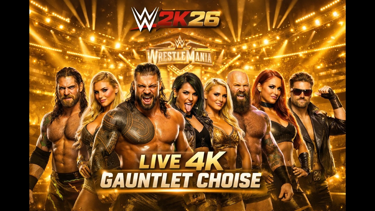 WWE 2K26 LIVE 4K – Golden WrestleMania Gauntlet! Absolute Chaos 🔥👑