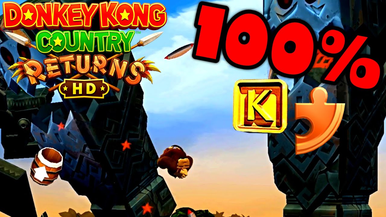 1-5 Canopy Cannons 🐵 Donkey Kong Country Returns HD 100% Walkthrough 🐵 (All Puzzle Pieces + Letters)