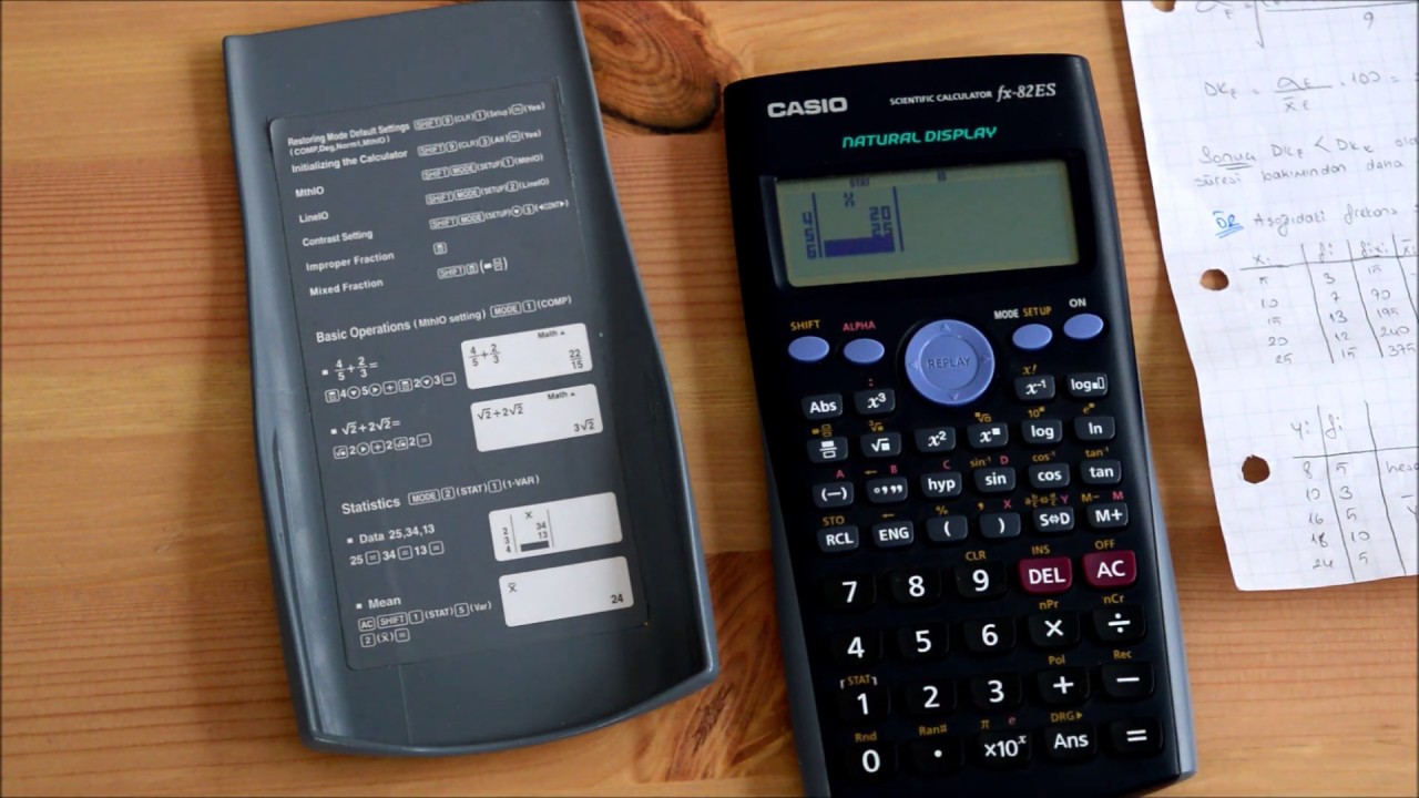 Casio marka fx82 es model bilimsel hesap makinesi ile standart sapma hesaplama