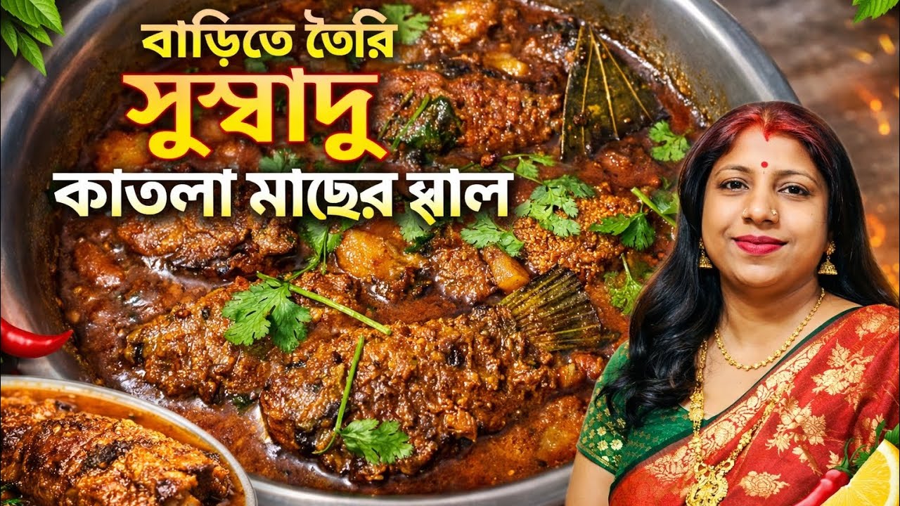 বাড়িতে তৈরি সুস্বাদু কাতলা মাছের ঝাল | একদম হোটেলের স্টাইলে রেসিপি।