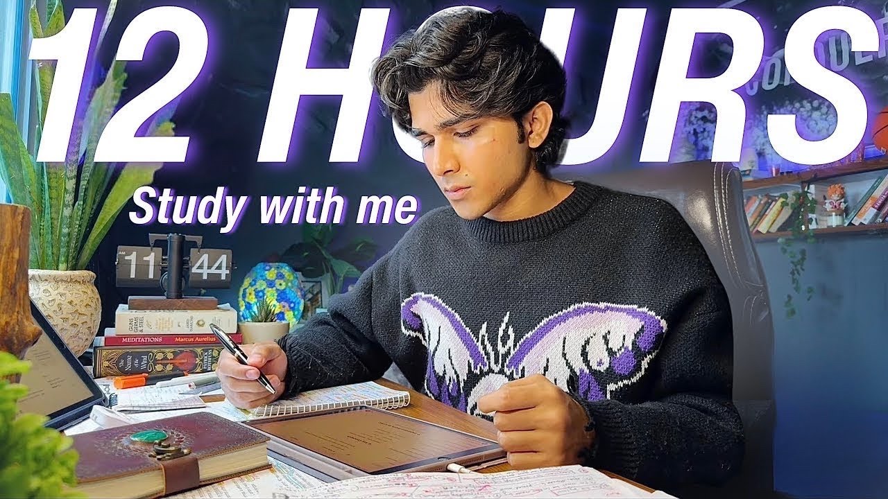 12 HOURS LIVE🛑 Study With Me📚  | Cozy Ambience🌧️ | 90/10 Pomodoro⏳| Deep Work Mode🔐