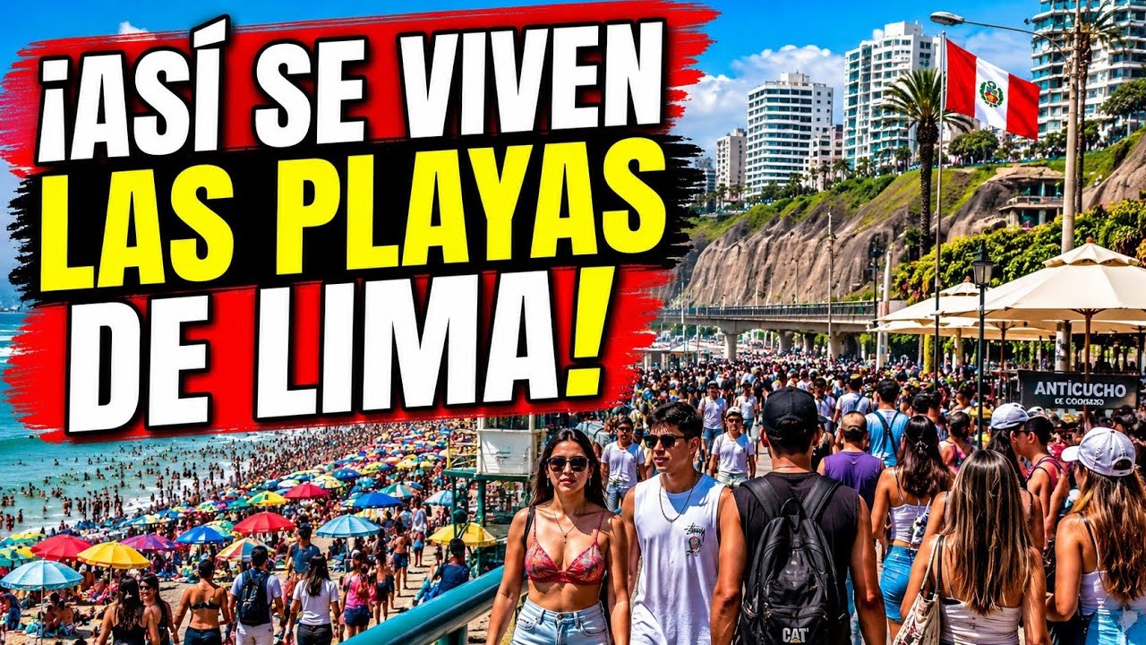 PLAYAS DE LIMA REPLETAS DE GENTE: ASÍ SE VIVE EL VERANO | WALKING TOUR 🇵🇪 | PERÚ 4K 