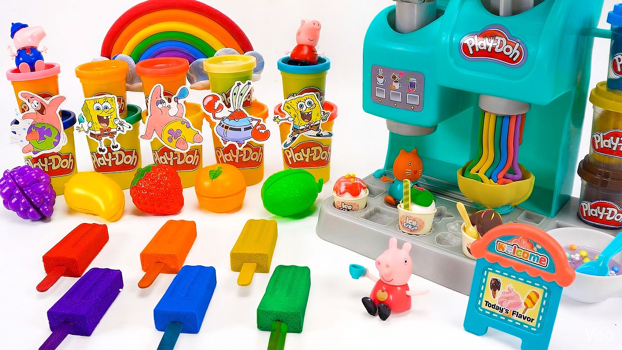 How To Make Kinetic Sand Rainbow Ice Cream 🍧 Playdoh Colors & Cutting ASMR 🌈 Kinetic Sand ASMR