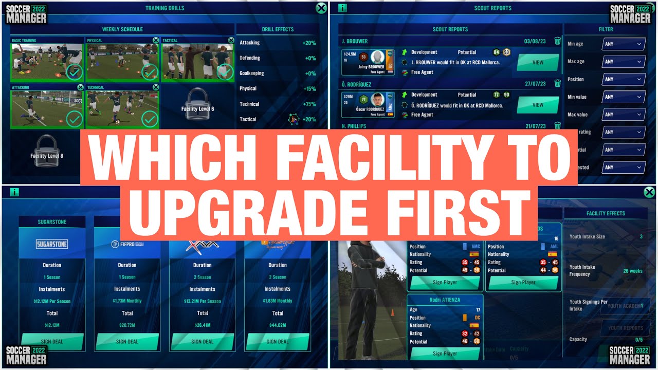 Which Facilities To Upgrade First In Soccer Manager 2022 | SM22 Tips & Tricks