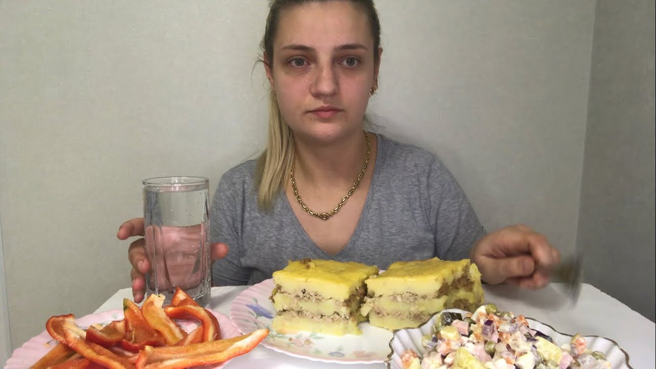 Мукбанг!!!картофельная запеканка