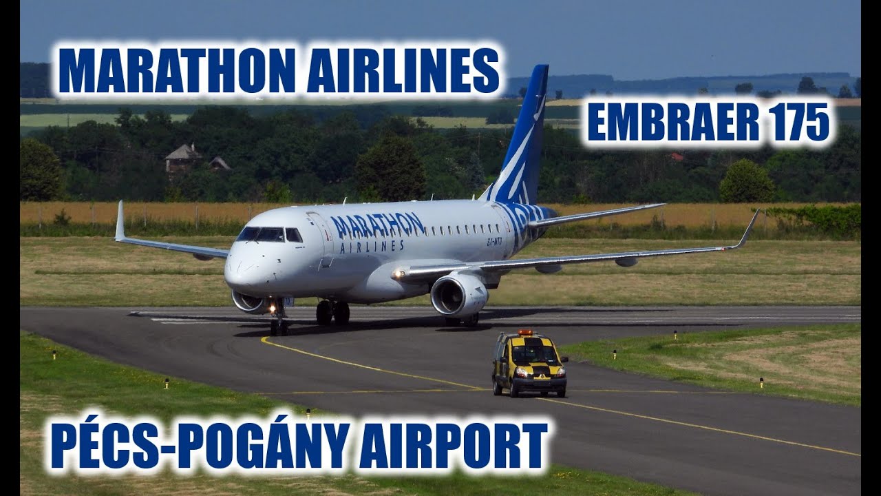 MARATHON AIRLINES - EMBRAER 175 Engine start + Take Off at Pecs-Pogany Airport (LHPP)
