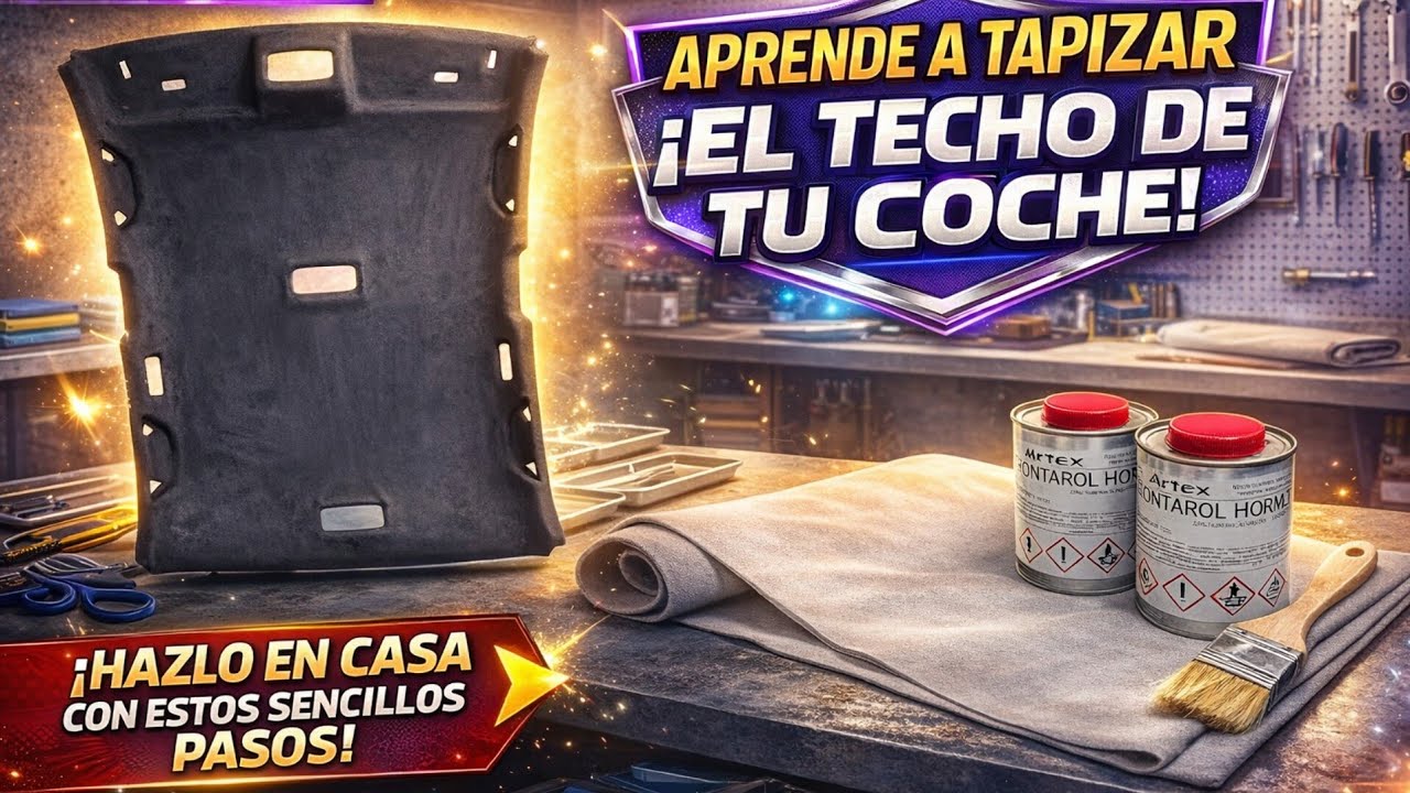 Como tapizar el techo del coche con cola de contacto. tapizar el techo a brocha . Upholster ceiling