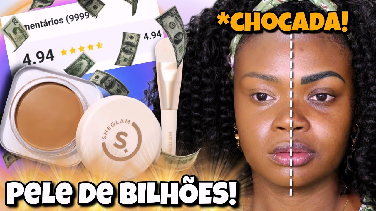 Testei a Base SKINFLUENCER da SHEGLAM by @SHEINOFFICIAL ! | Cores Camel e Mocha (Pele Negra)