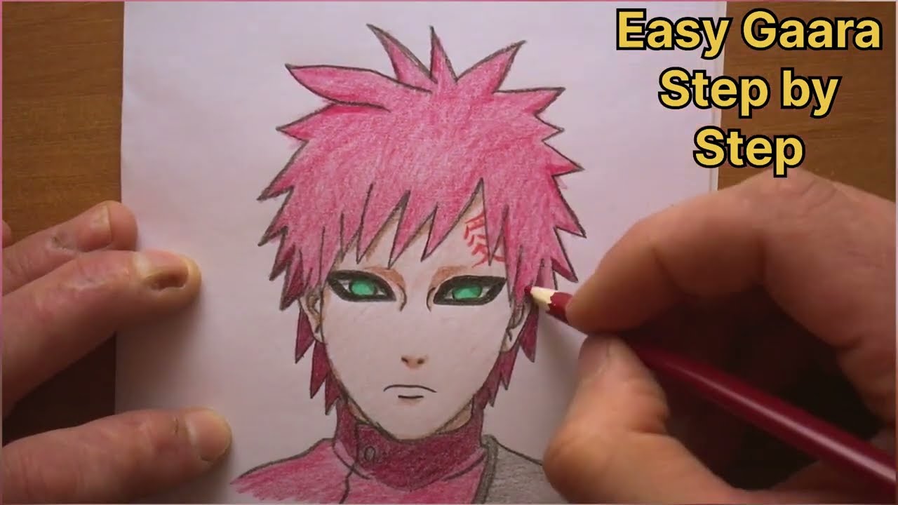 Easy drawing Gaara / step by step / lesson for beginers