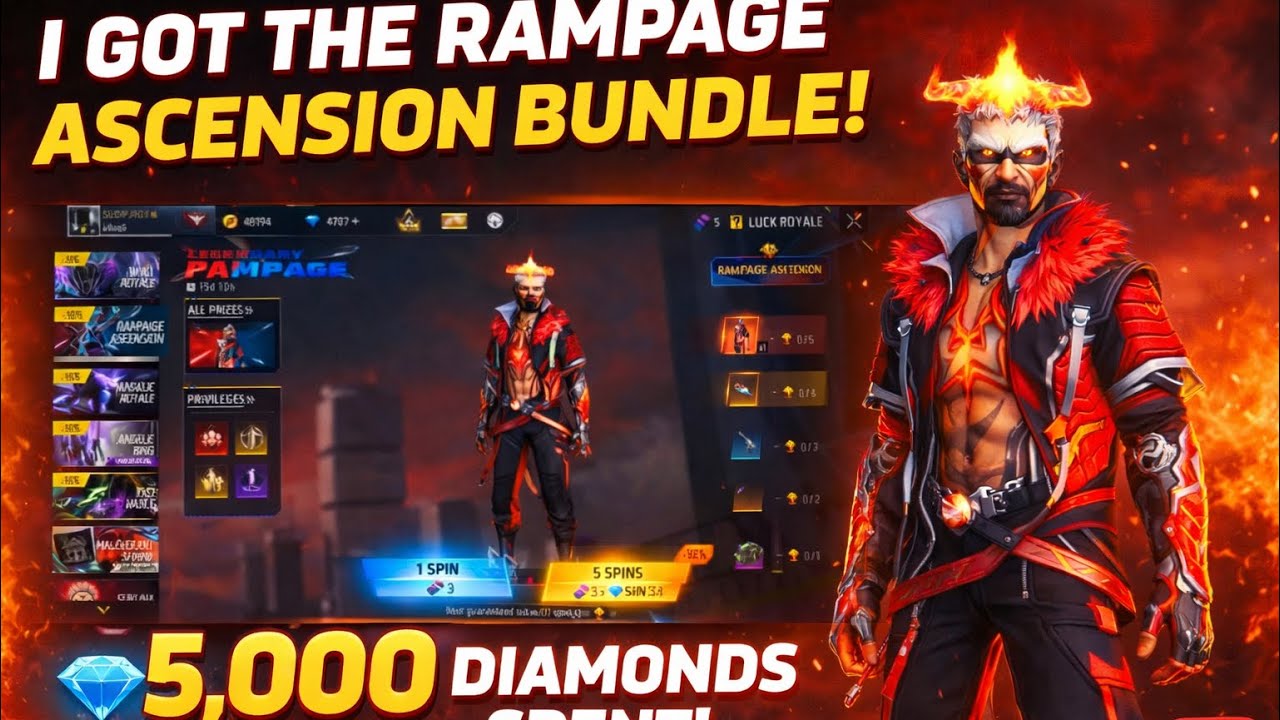 5,000💎 Diamonds Gone! 😱 EVO RAMPAGE Bundle Finally Unlocked 🔥 | Was It Worth It? free Fire MAX. ￼