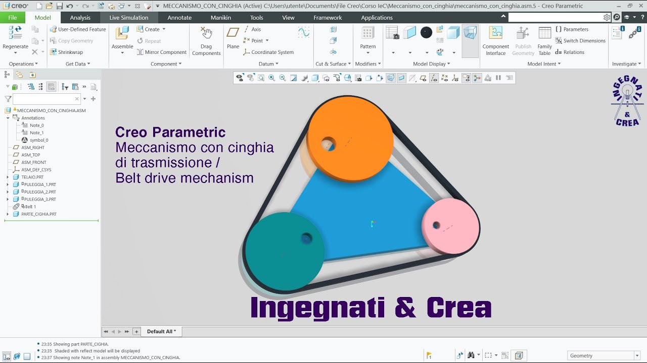 Creo Parametric 12 - CONNESSIONE CINGHIA - Lezione n°8 per Avanzati