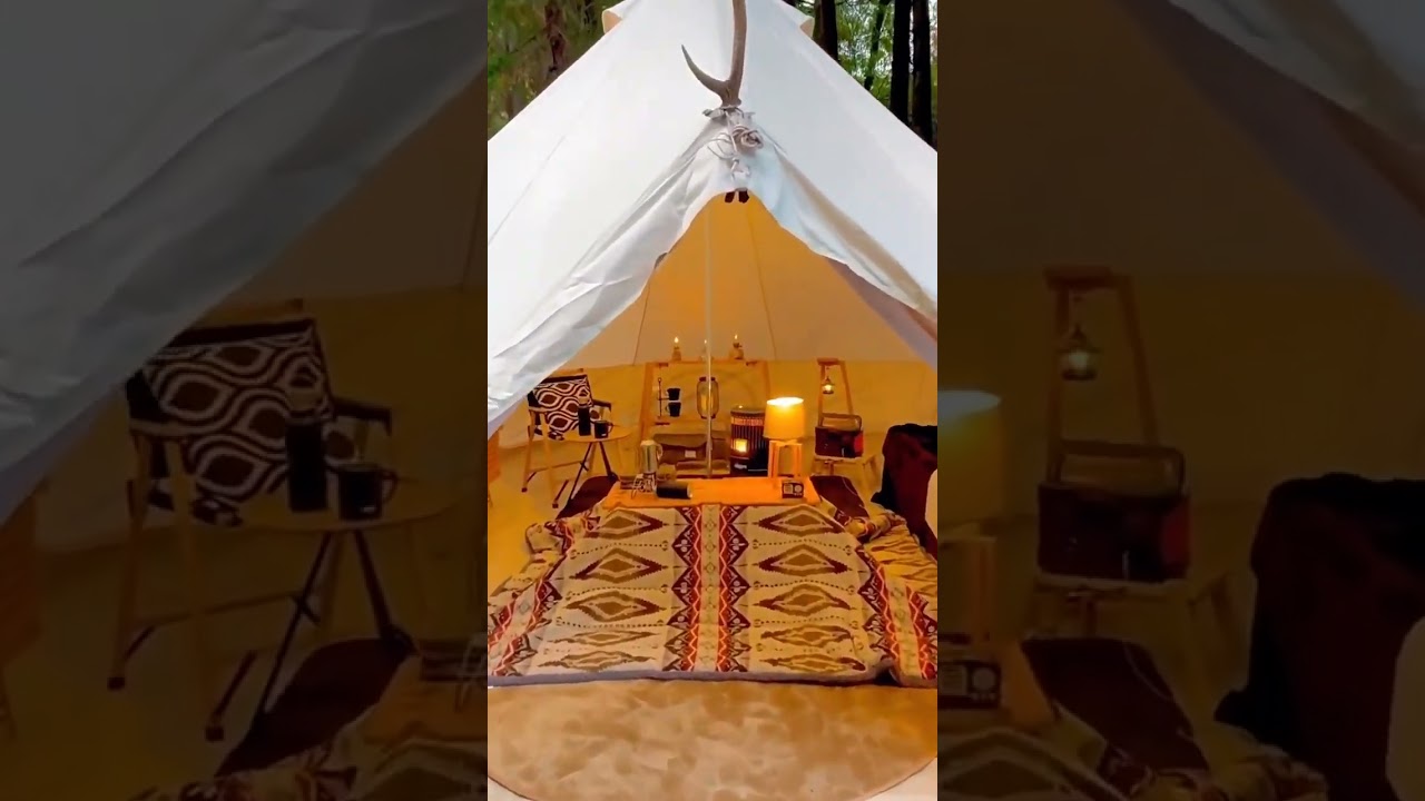 Luxury canvas camping bell tent for glamping