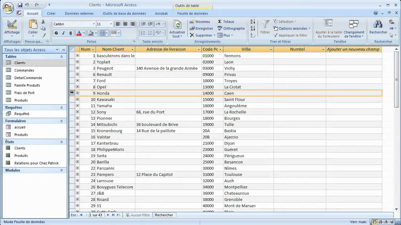 Interface access 2007