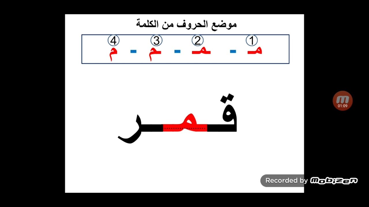 تدريبات مهمة مواضع الحروف في الكلمة