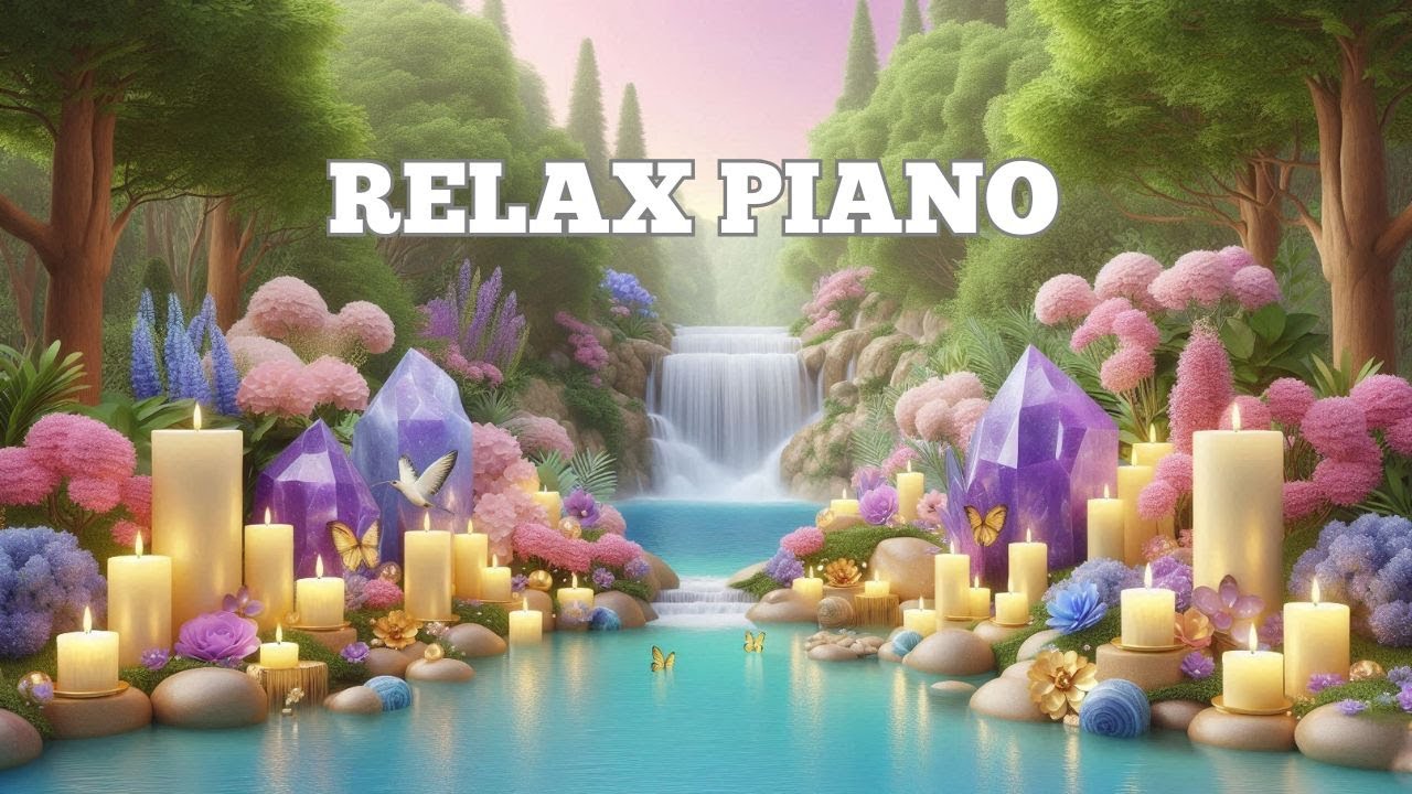 Healing Piano Music with Waterfall Sounds for Meditation
