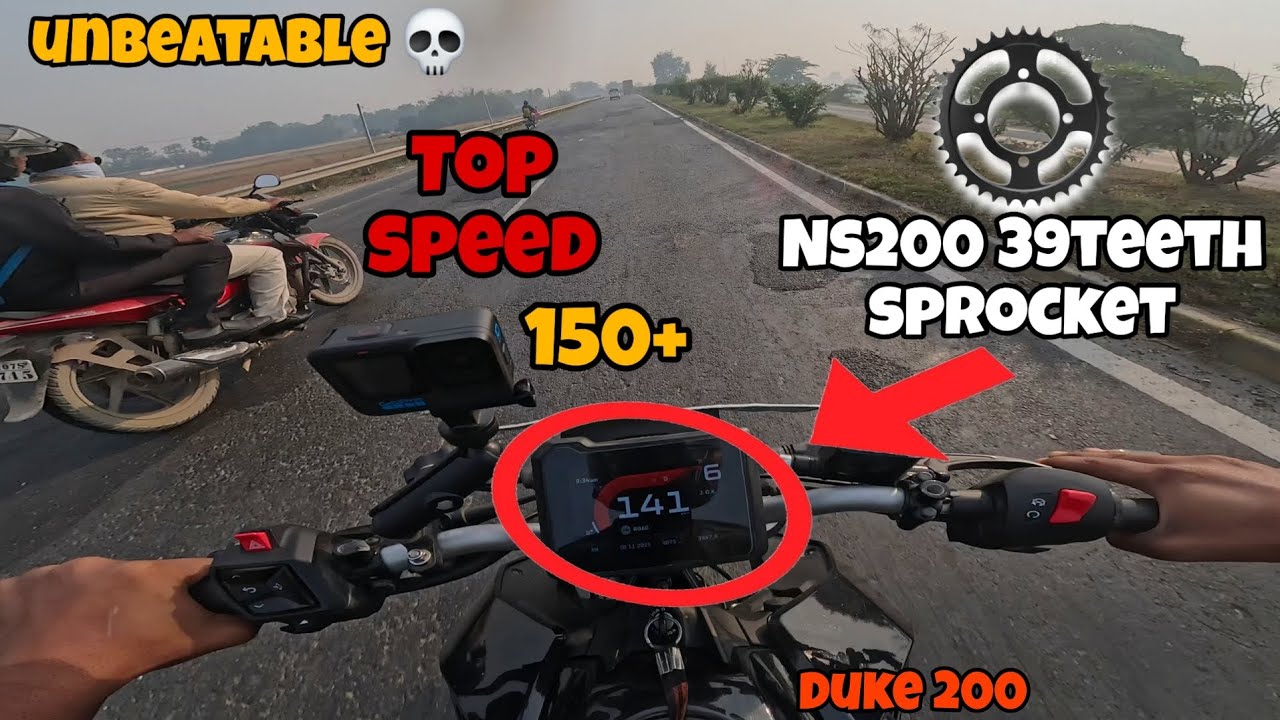 Duke 200 Sprocket Change 39Teeth  🔥 Top Speed 150+ #duke200 #ns200 #topspeed #sprocket #motovlog 