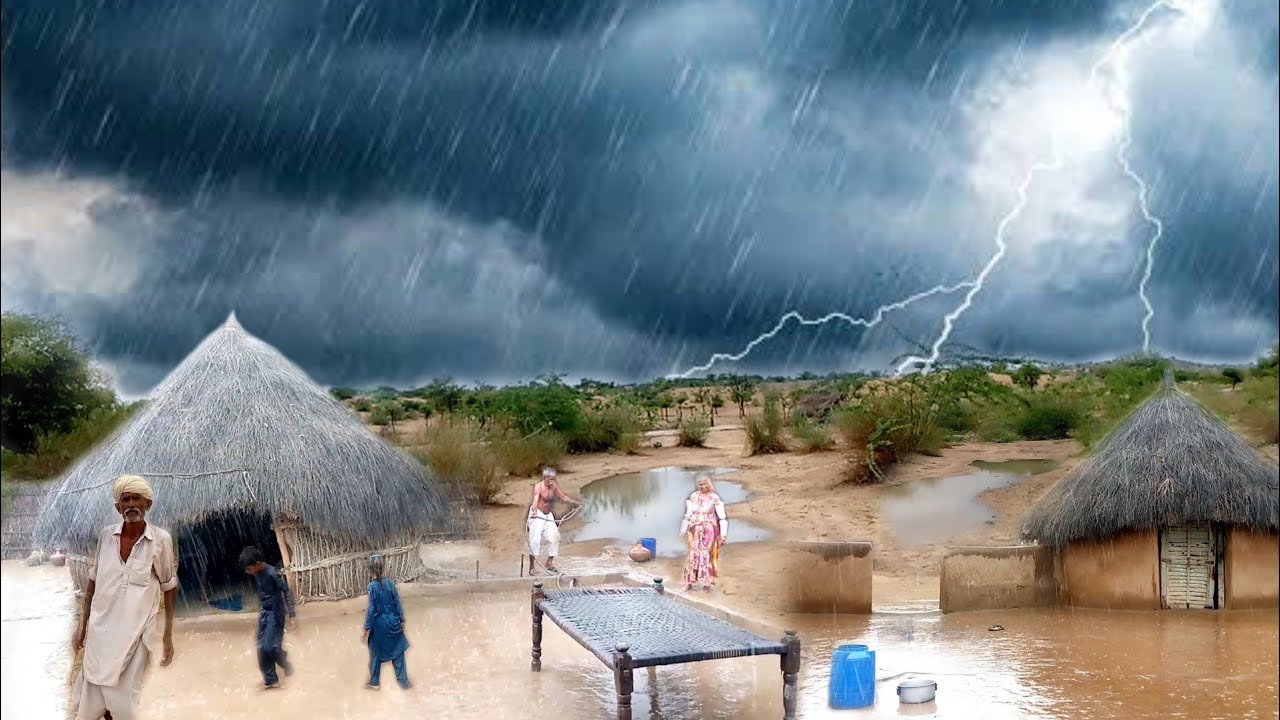 Heavy Rain In Desert Village |Rain In Thar |Village Life In Pakistan |Village Life |Living In Desert