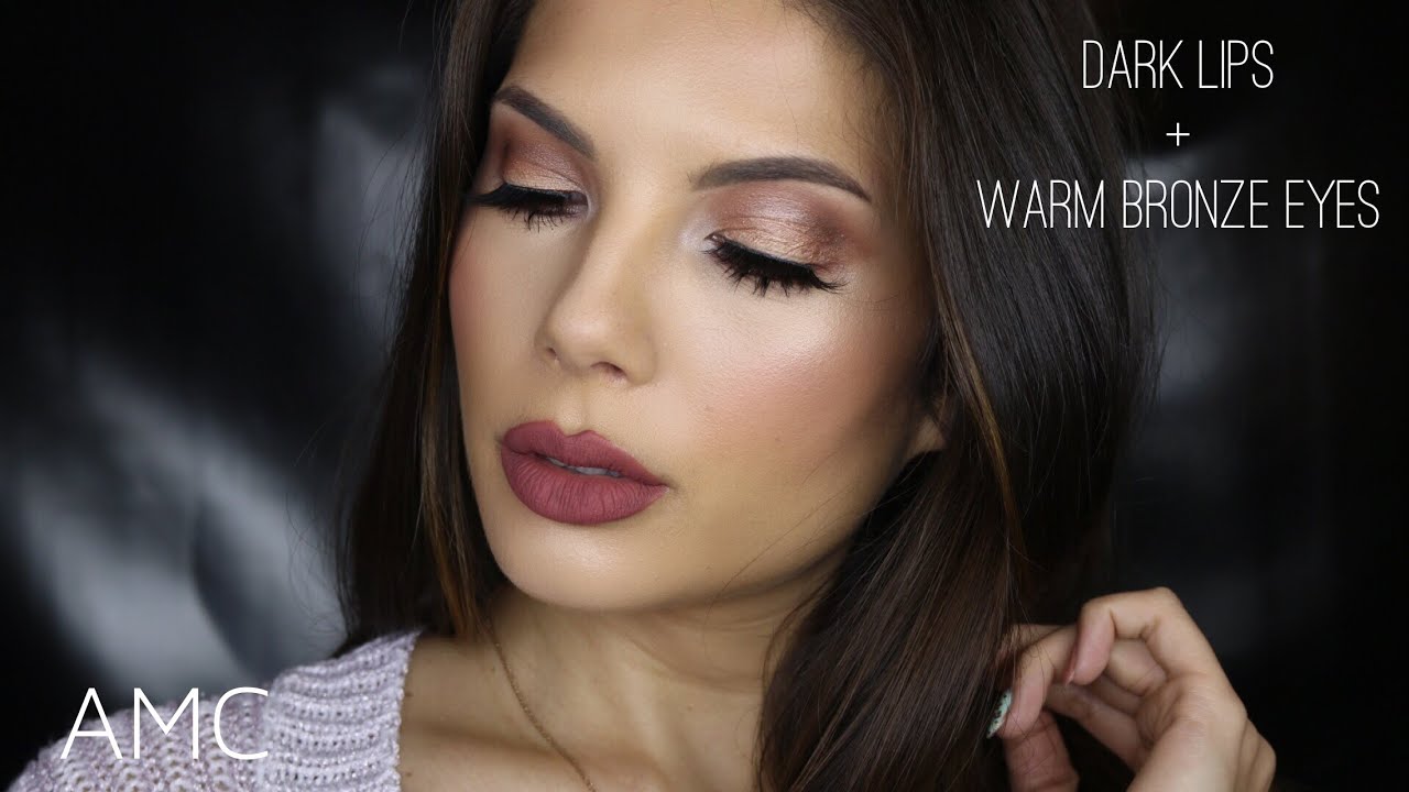 DARK LIPS + WARM BRONZE EYES - MAKEUP TUTORIAL