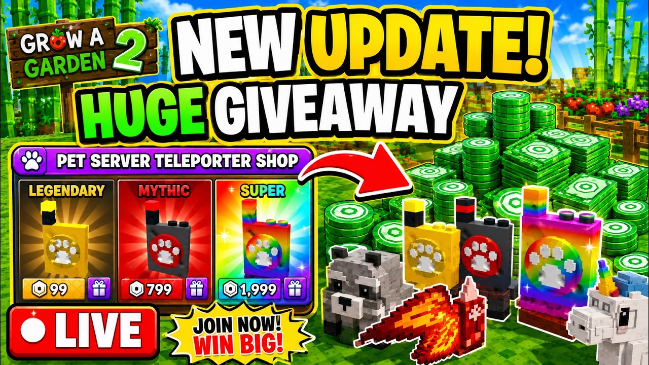 NEW Grow a Garden 2 UPDATE + HUGE GIVEAWAY LIVE! Pets, Seeds & Robux🦝🦄