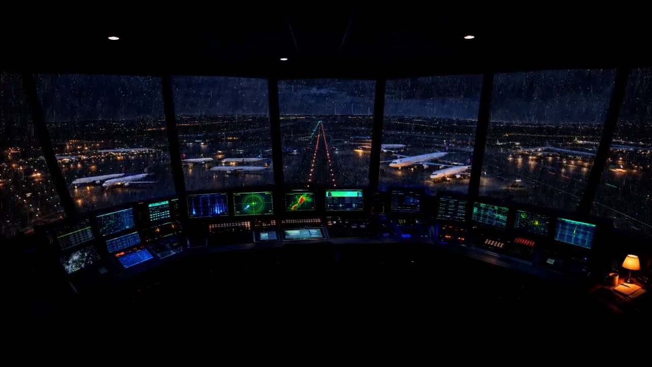 Dark Control Tower | Rain & Thunderstorms For Sleep/Studying ⛈️