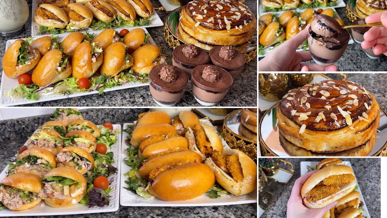 مائدة اليوم كلشي سهل وسريع 👌🏻بعجينة واحد حضري المالح والحلو حشوات بدون لحوم تحلية كريمية