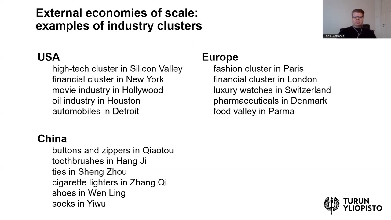 International Economics lesson 4c: External economies of scale
