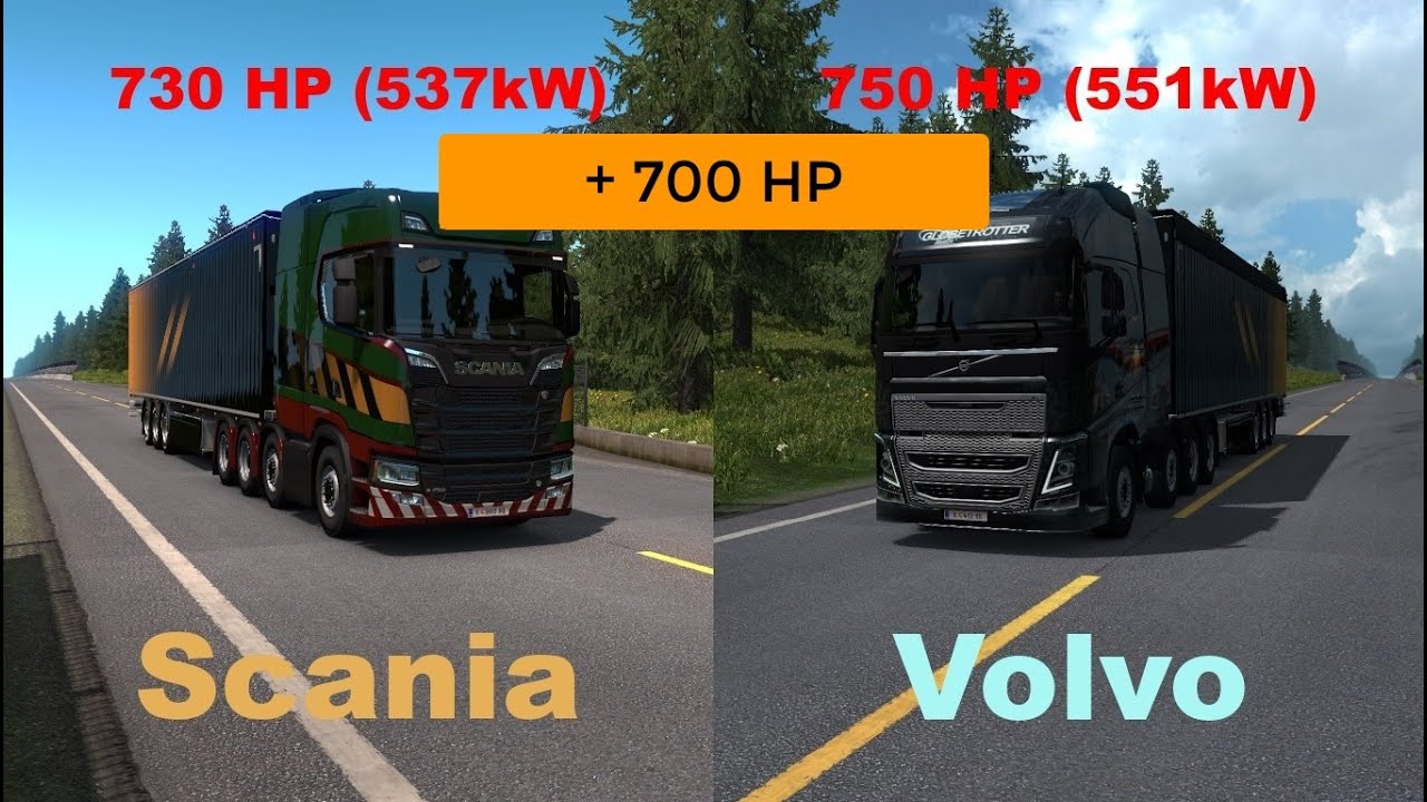 ETS2 - Scania S vs Volvo FH (730HP vs 750HP) - |Tested in 3 Runs|