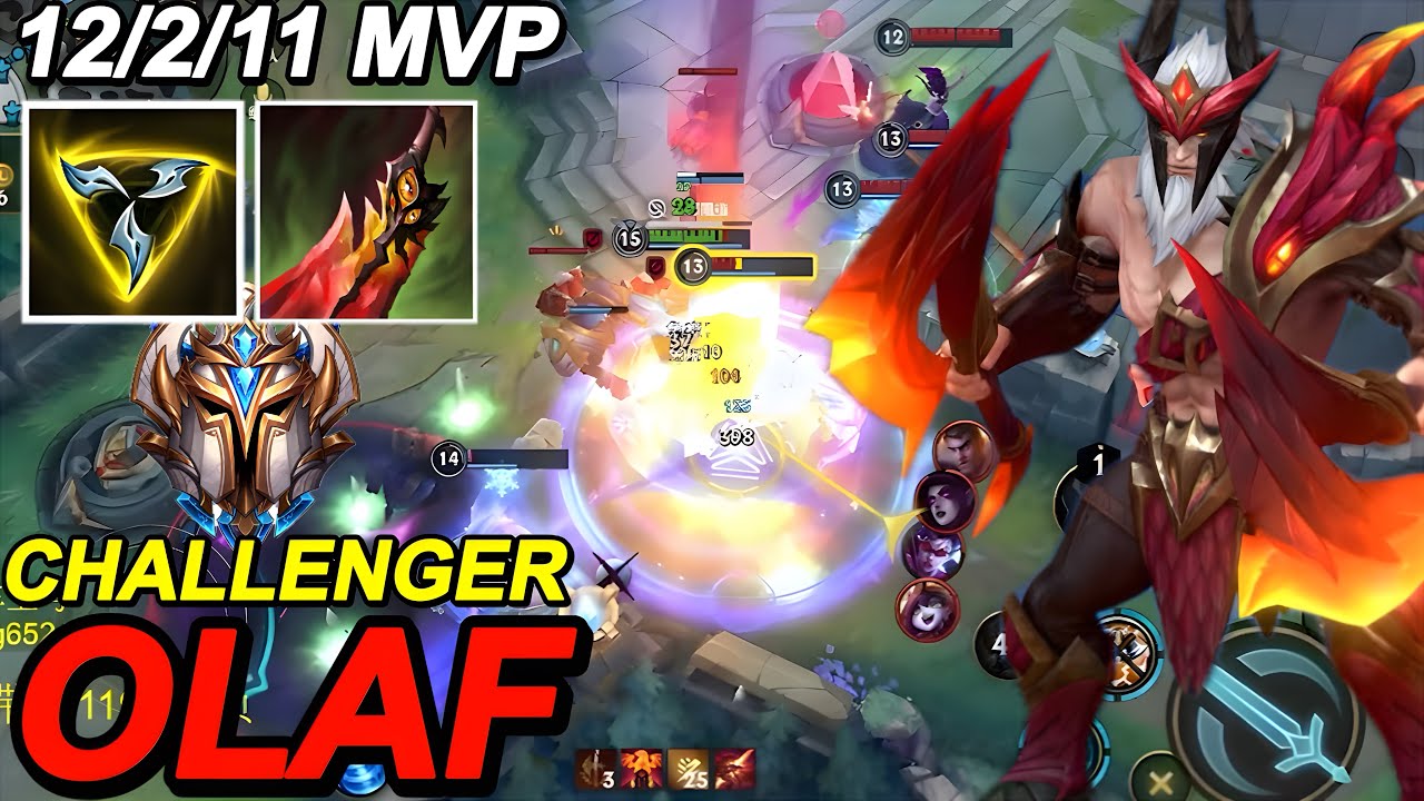 Wild Rift Olaf / China Challenger LP66 Rank Gameplay / Dragonslayer Olaf Skin / Build Rune