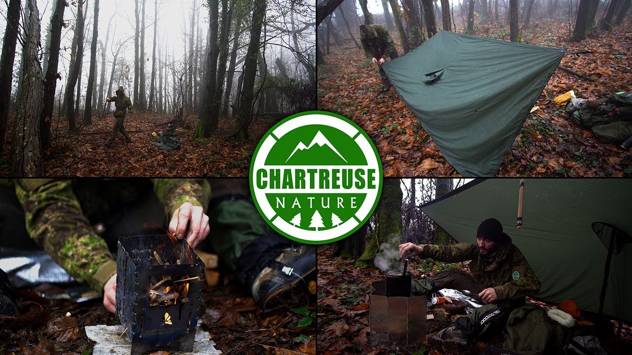 Bushcraft sous la pluie. Poncho Savotta. Scie Agawa Boreal 21. Hache Hultafors Ågelsjön