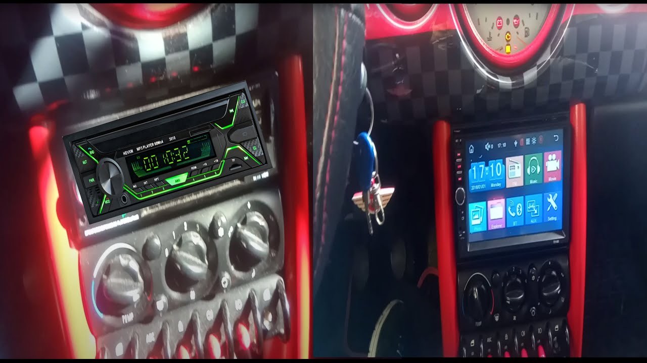 αναβαθμιση στερεο σε touchscreen 2DIN MP5 , Mini Cooper R50 R52 R53 CONVERT 1DIN TO 2DIN (subtitles)