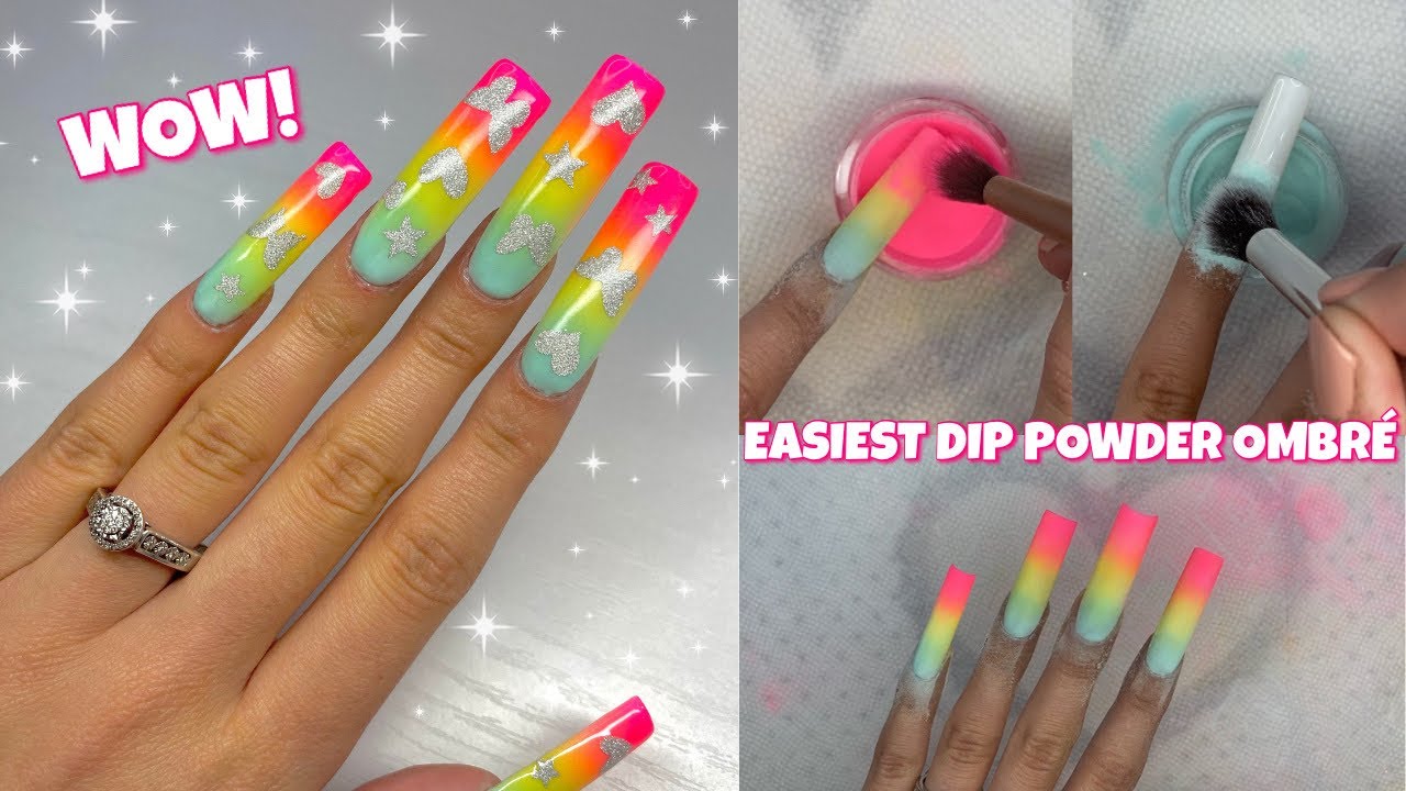 HOW TO OMBRÉ USING DIP POWDER | EASIEST DIP POWDER OMBRE | SUMMER NAILS | SCRUB OMBRÉ NAIL TUTORIAL
