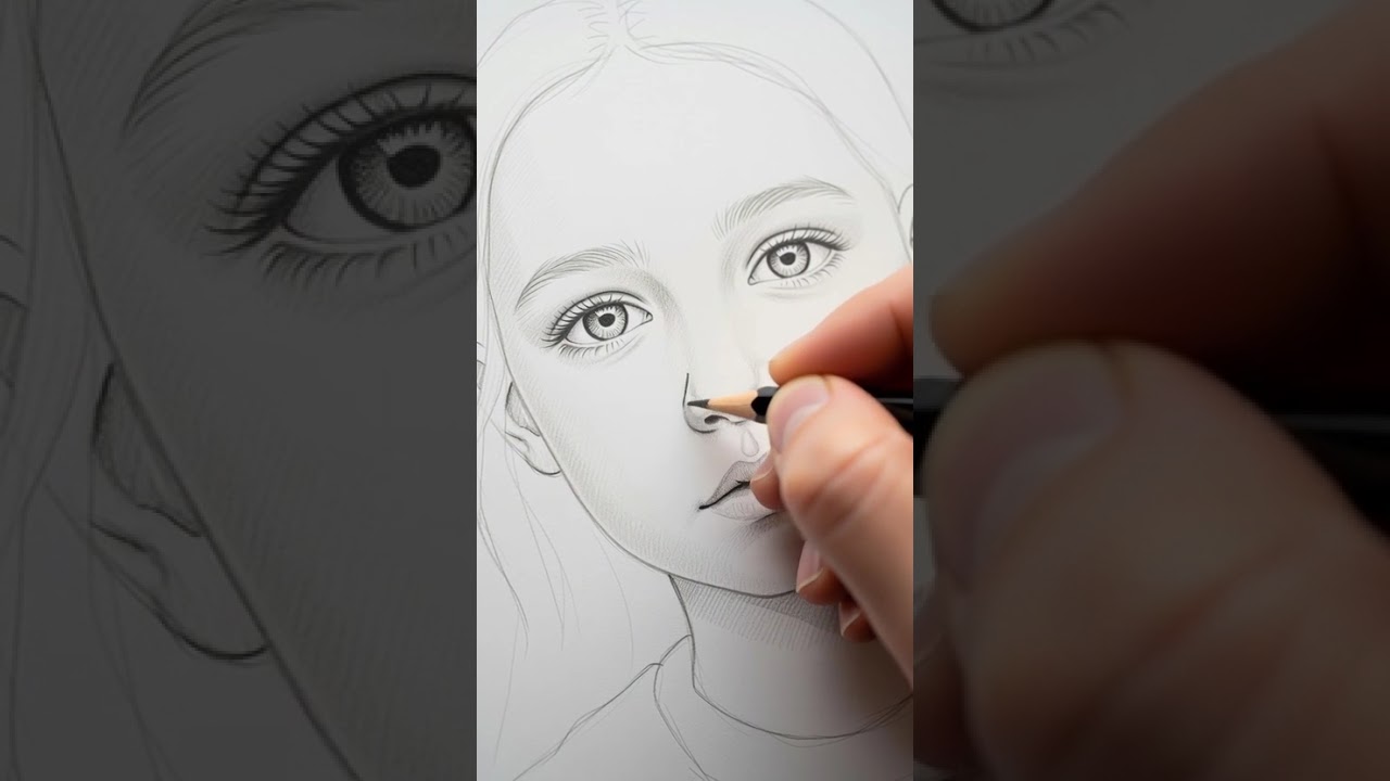 Creating Beauty: Hand-Drawn Portrait of a Woman