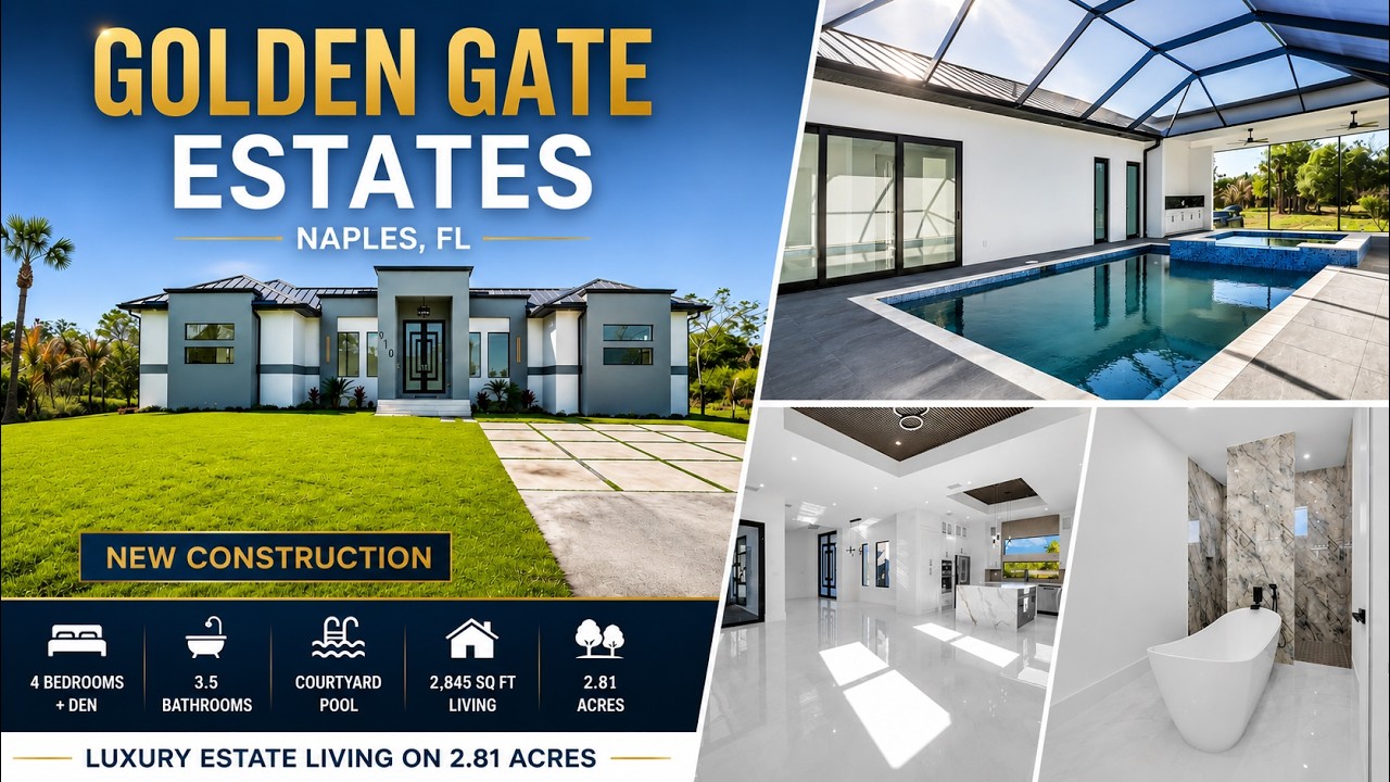 NAPLES FL NEW CONSTRUCTION ESTATE | 2.81 Acres + Courtyard Pool Home