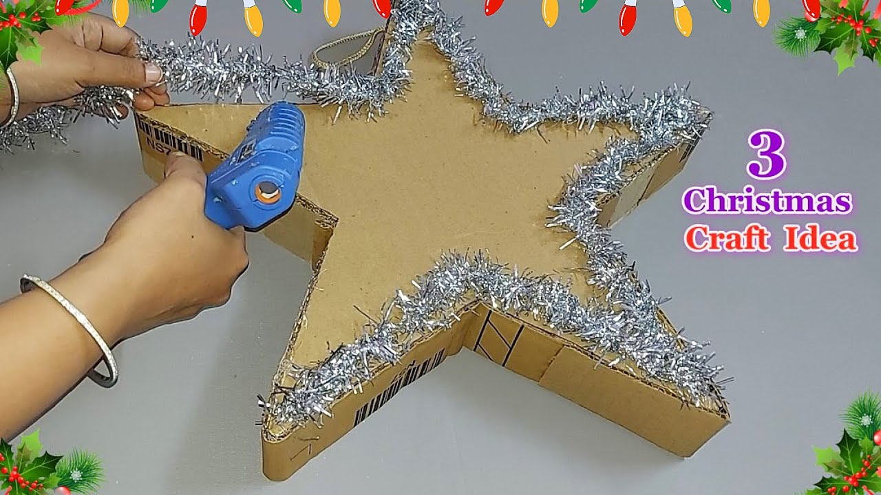 3 Affordable Christmas decoration ideas with waste Cardboard | DIY Budget Christmas craft idea🎄96