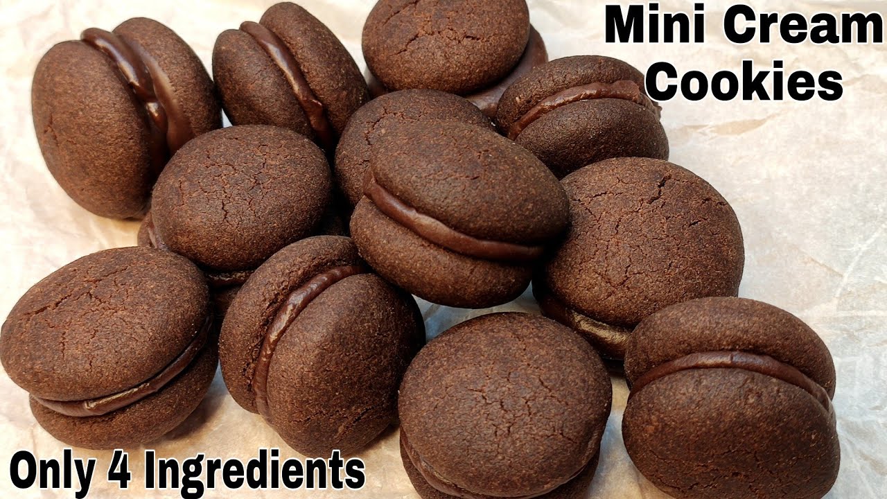 Mini Chocolate Cream Cookies In Kadhai Without Soda, Egg, Oven | घर मे बनाए 4 चीजो से क्रिम बिस्कुट|
