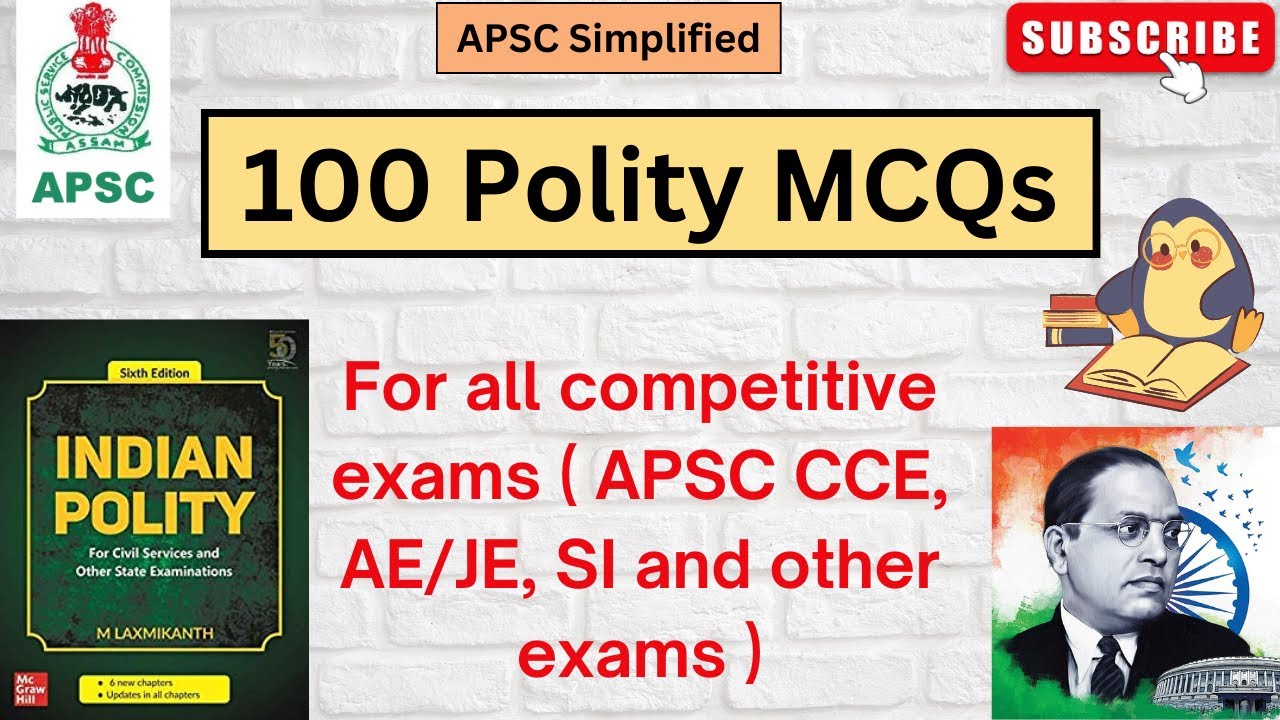 Important Polity MCQ marathon session  for  all competitive exams Research Assistant, APSC AE/JE,