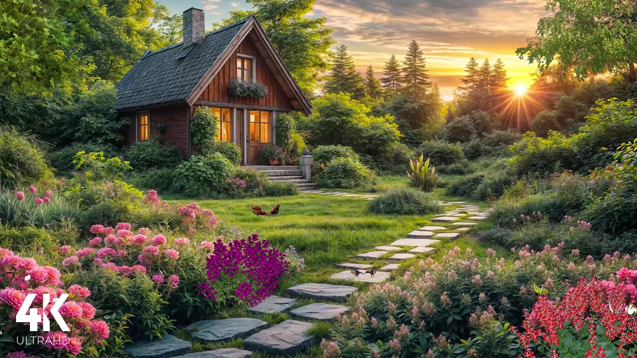 🌸 Secret Garden Cottage | Relaxing Birdsong & Nature Sounds for Stress Relief | 4K Ambience