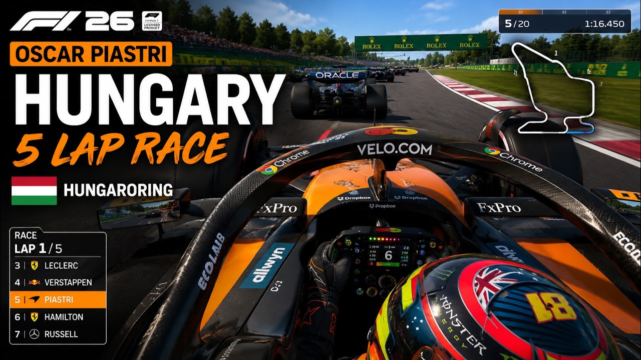 F1 26 Oscar Piastri Hungary GP | 5 Lap Race | Cockpit View Gameplay #F126 #OscarPiastri #hungary #f1