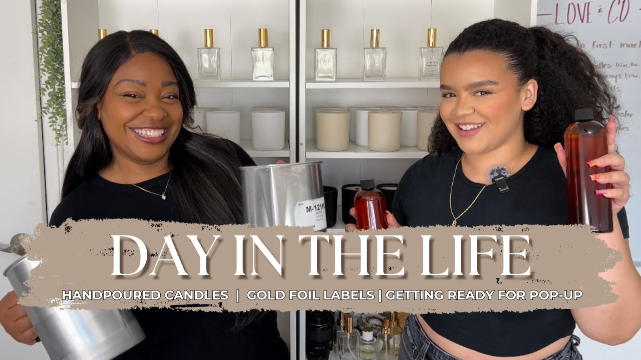 A Day in the Life of Candle Makers | Making Candles, Bottling Room Sprays, & Gold Foiling Labels