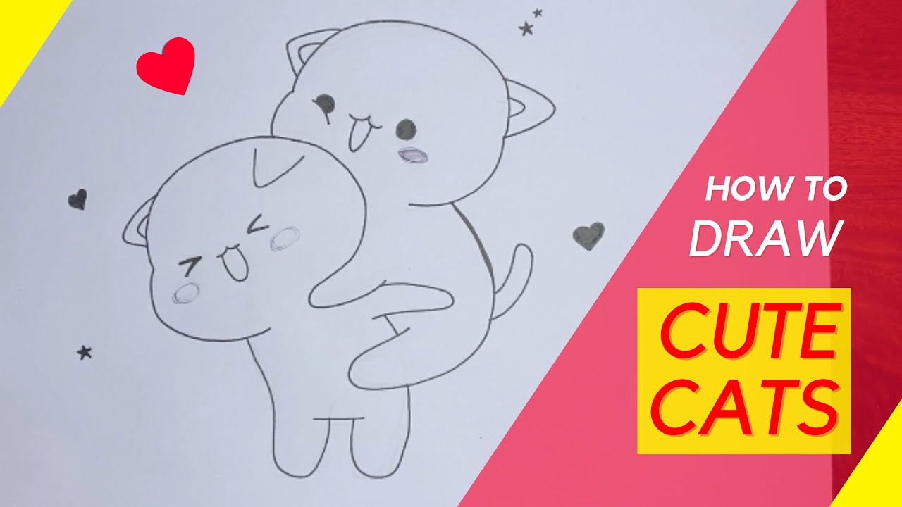 How to draw cute cartoons | easy cats drawing step by step | drawing so cute