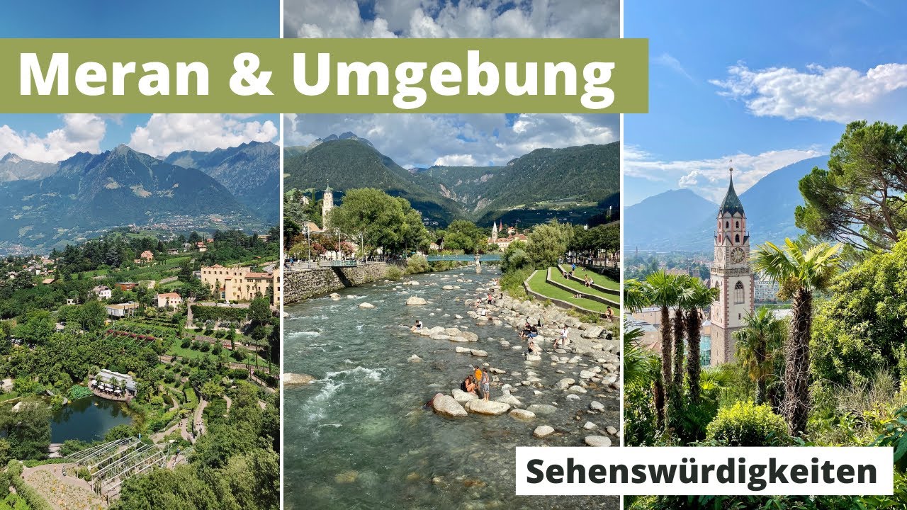 Meran & Umgebung im Frühling - Südtirol | Sehenswürdigkeiten | Trauttmansdorff | Stock Video Aerial
