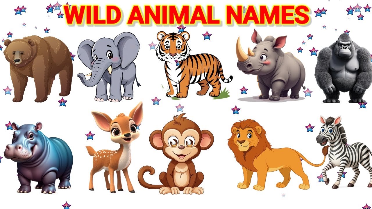 Wild Animals Names For Kids|Animals Name|Animals Names In English And Marathi|