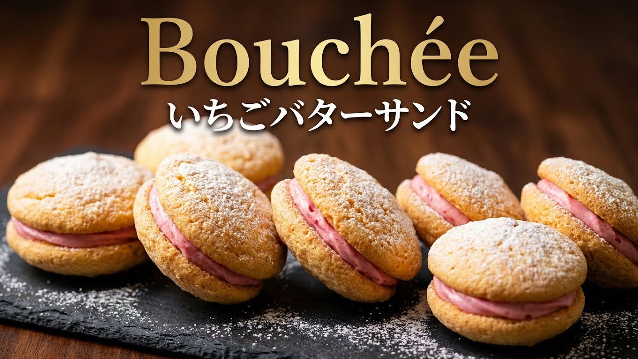 サクッとふんわり、いちごバターサンドブッセの作り方／How to make Bouchée.