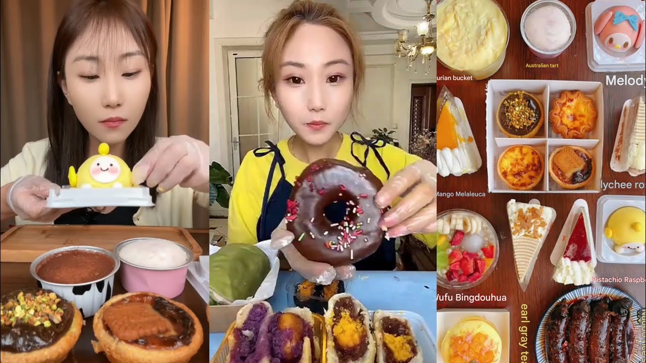 Dessert Mukbang | 🍵Matcha Towel Roll,Crepe Cake,Mochi,Donut,Mousse Cake & Durian Cake