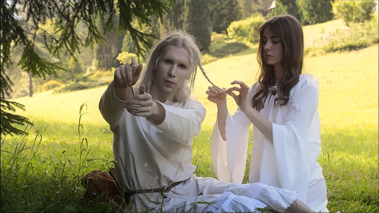 Relax in The Medieval Fields ASMR (braiding your hair, flower gathering, slow living)