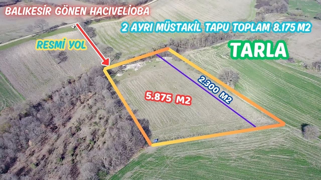 GÖNEN'E 5 KM MESAFEDE HACIVELİOBADA SUYU VE YOLU OLAN 8.175 M2 TARLA