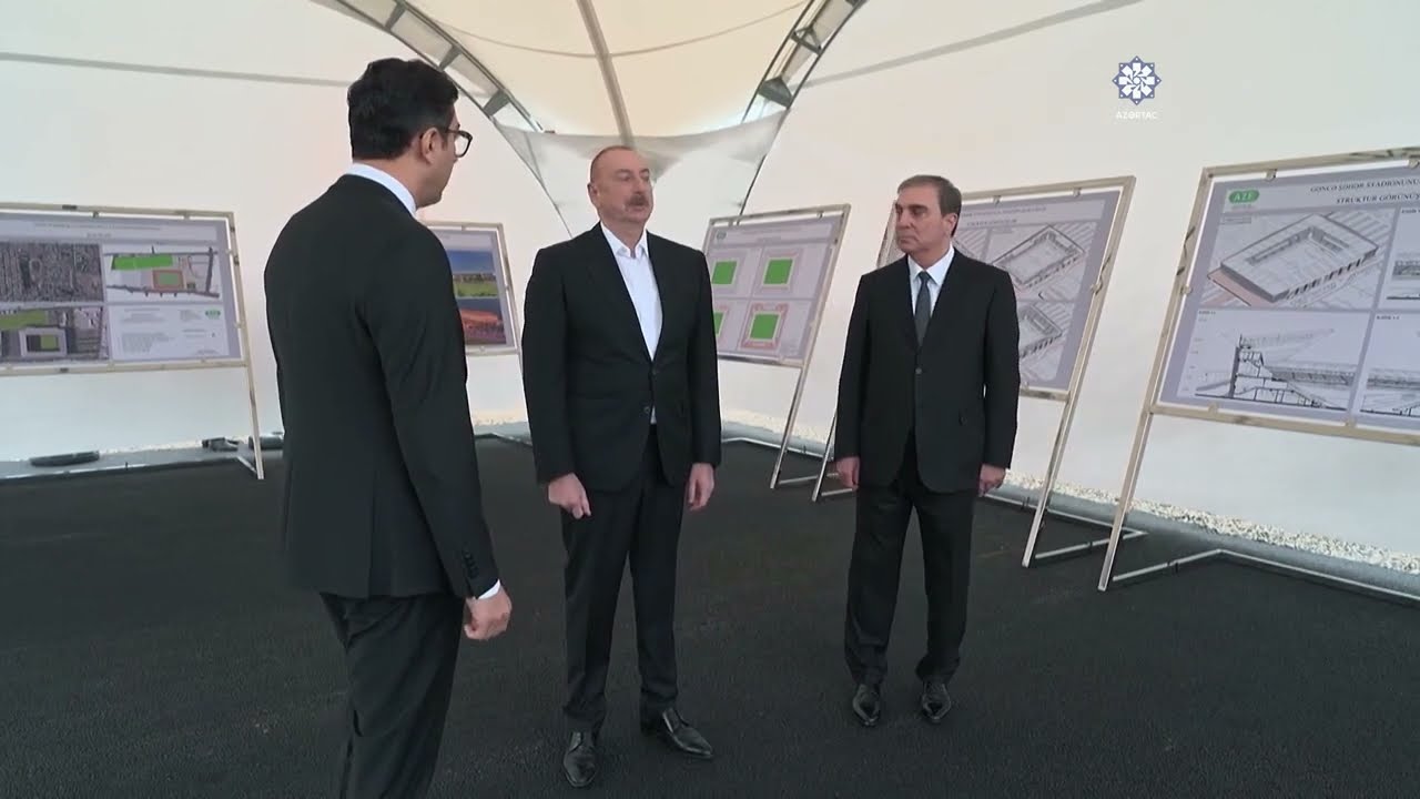 Azərbaycan Respublikasının Prezidenti İlham Əliyev Gəncə şəhər stadionunun təməlini qoyub