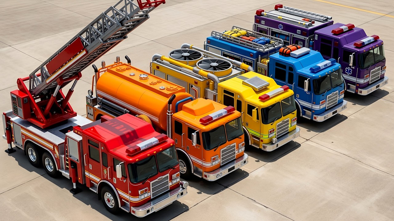 🚒 Fire Truck Rescue Mission!   5 Hero Trucks Save the City   Realistic Toy Nursery Rhyme