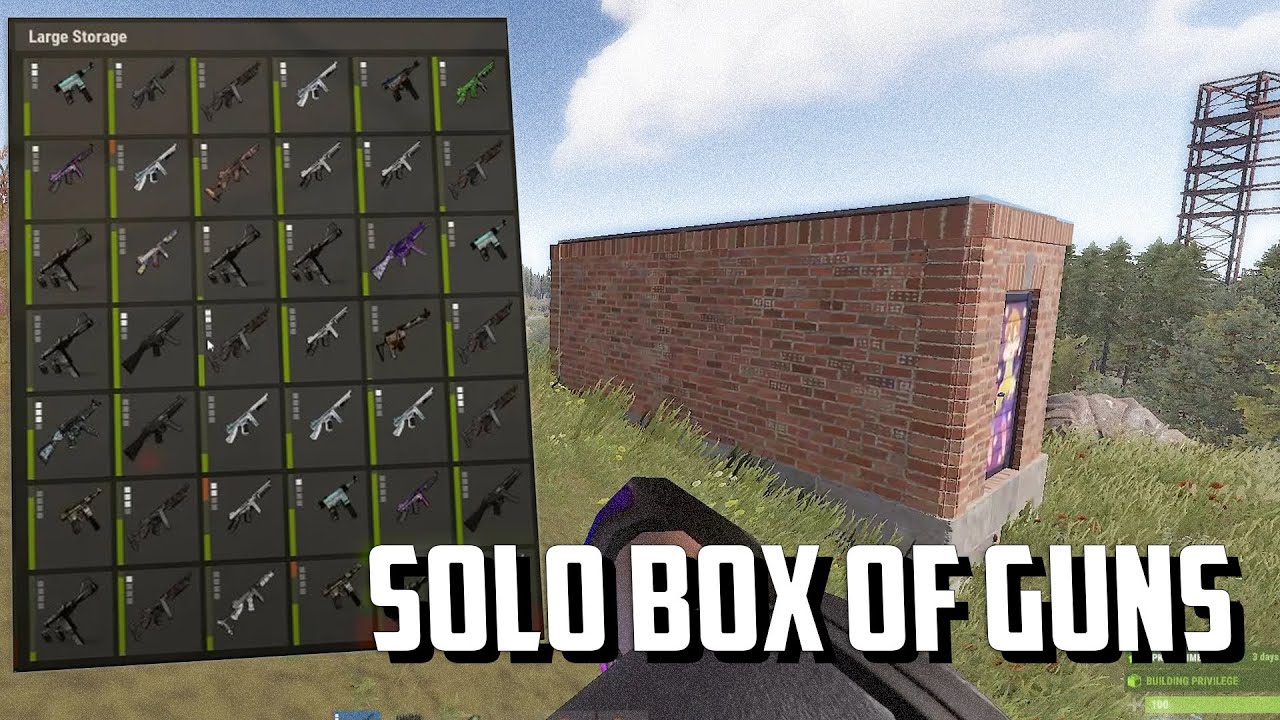 INSANE SOLO RUST RUN - ONE BOX OF GUNS IN A 2X1 BASE